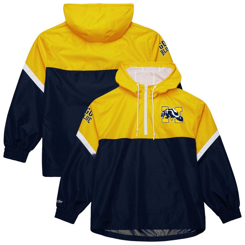 ミッチェル&ネス メンズ トップス Tシャツ ヴィンテージ ロゴ Men's Mitchell & Ness Maize/Navy Michigan Wolverines Tie Breaker Logo Vintage Lightweight Anorak Half-Zip Windbreaker Mic Gold ゴールド