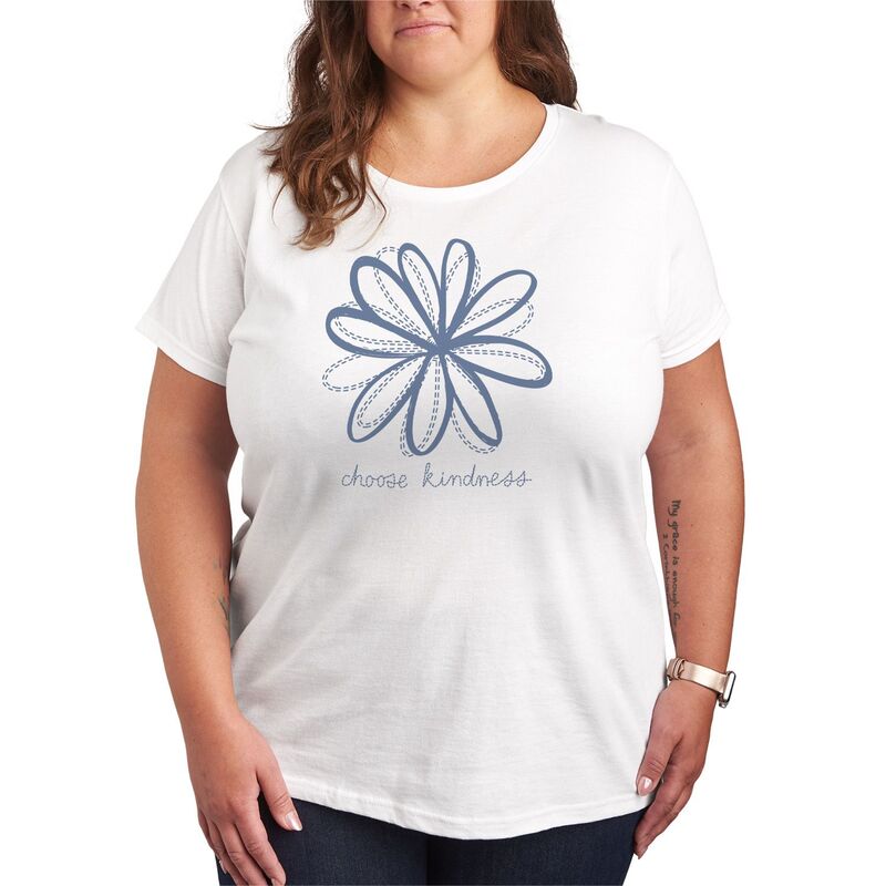 アニメキャラクター レディース トップス Tシャツ フラワー柄 プラスサイズ フラワー グラフィック Licensed Character Plusize Choose Kindness Floral Graphic Tee White ホワイト
