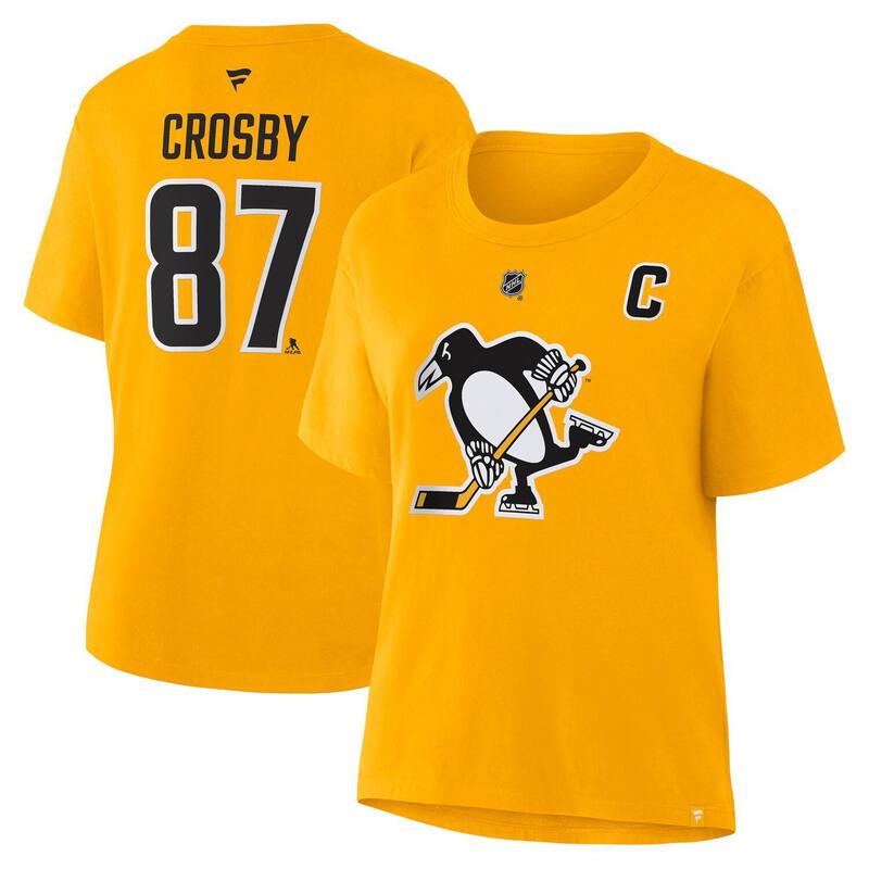 ファナティクス レディース トップス Tシャツ Women's Fanaticsidney Crosby Gold Pittsburgh Penguins Authentic Stack Name & Number T-Shirt Pngold ゴールド