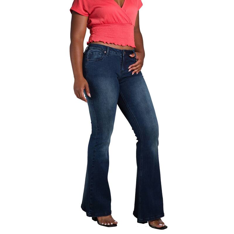 ポエティック 公明正大さ レディース ボトムス ジーンズズボン下 Poetic Justice Women\u0027s Mid Rise Flare Jean Medium Blue 青色 パンツ-レディースファッション