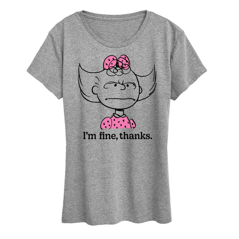 アニメキャラクター レディース トップス Tシャツ グラフィック Licensed Character Women's Peanutsally Fine Thanks Graphic Tee Heather Gray グレー