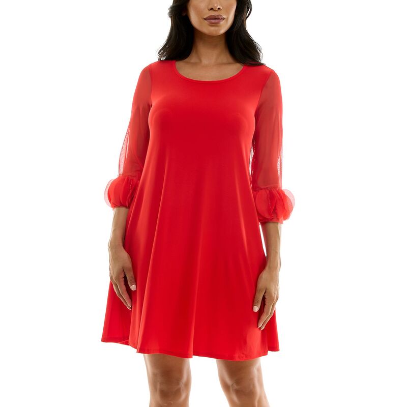 ニナレオナルド レディース トップス ワンピース Women's Nina Leonard Trapeze Dress with Pockets Poppy Red レッド