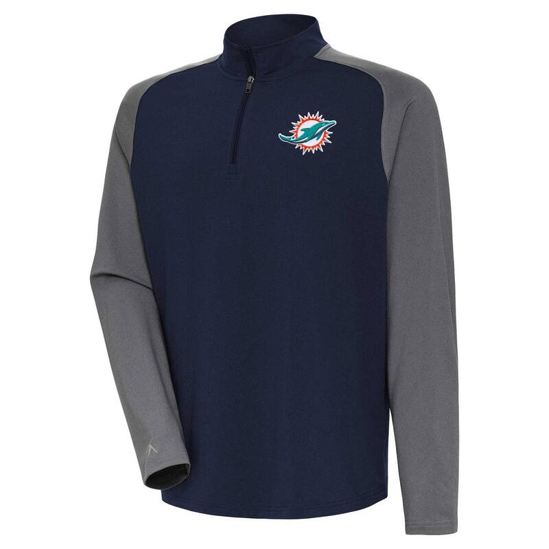 アンティグア メンズ トップス Tシャツ Men's Antigua Navy/Gray Miami Dolphins Dauntless Quarter-Zip Top Dol Navy ネイビー