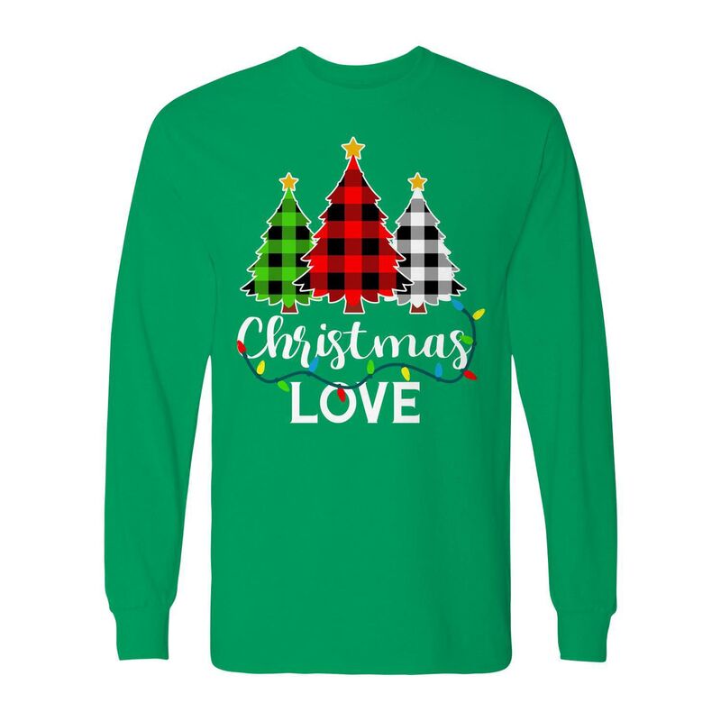 アニメキャラクター メンズ トップス Tシャツ グラフィック Licensed Character Men's Christmas Love Trees Long Sleeve Graphic Tee Irish Green グリーン