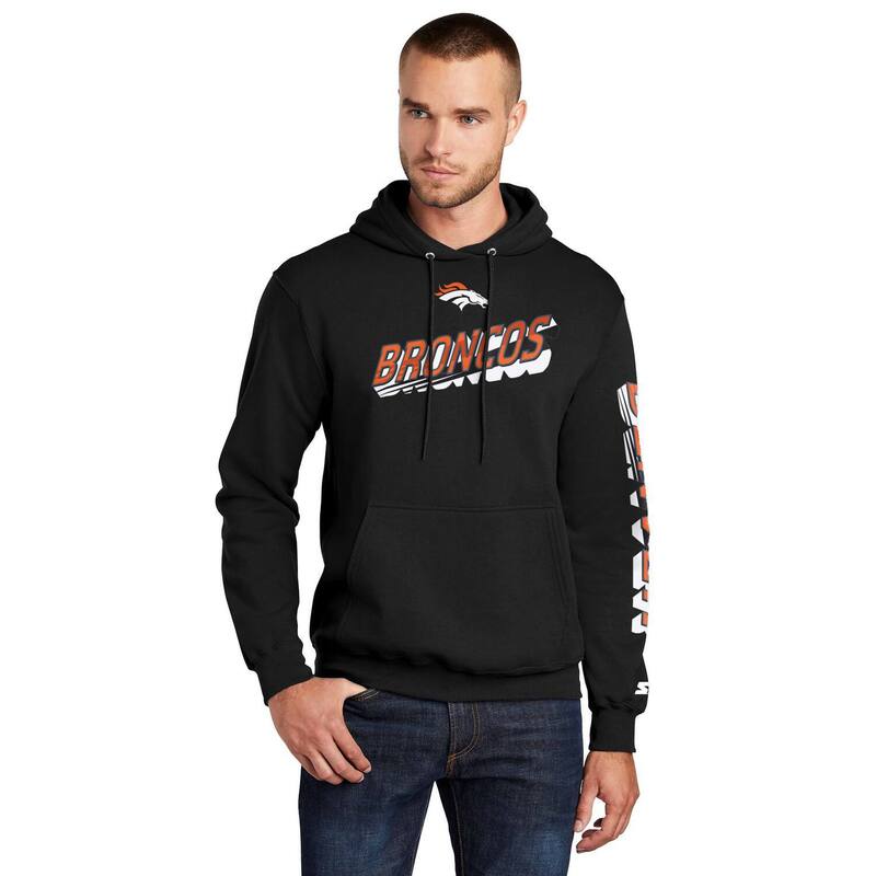 スターター メンズ トップス Tシャツ ロゴ パーカー Mentarter Black Denver Broncos Wordmark Logo Pullover Hoodie Den Black ブラック
