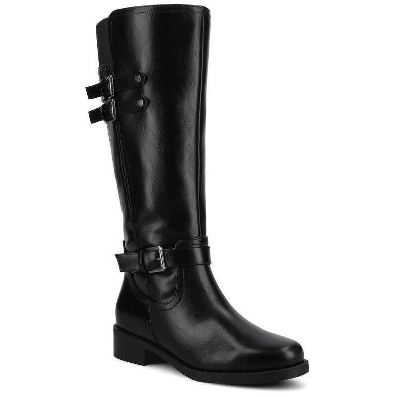 ジャーニー レディース シューズ ブーツ・レインブーツ Journee Sonny Women's Round Toe Buckle Detail Knee-High Boots In Regular Wide & Extra Wide Calf Black ブラック