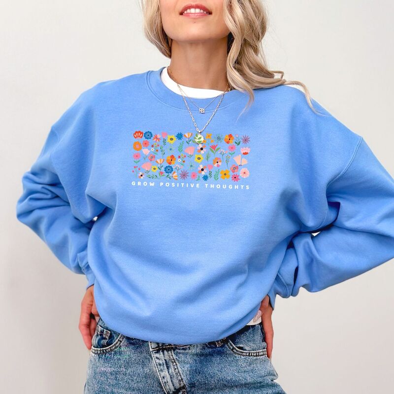 Simply Sage Market レディース トップス プルオーバー 御花柄 汗水 御花 グラフィック Simply Sage Market Grow Positive Thoughts Floral - Women\u0027s Graphic Sweatshirt Carolina