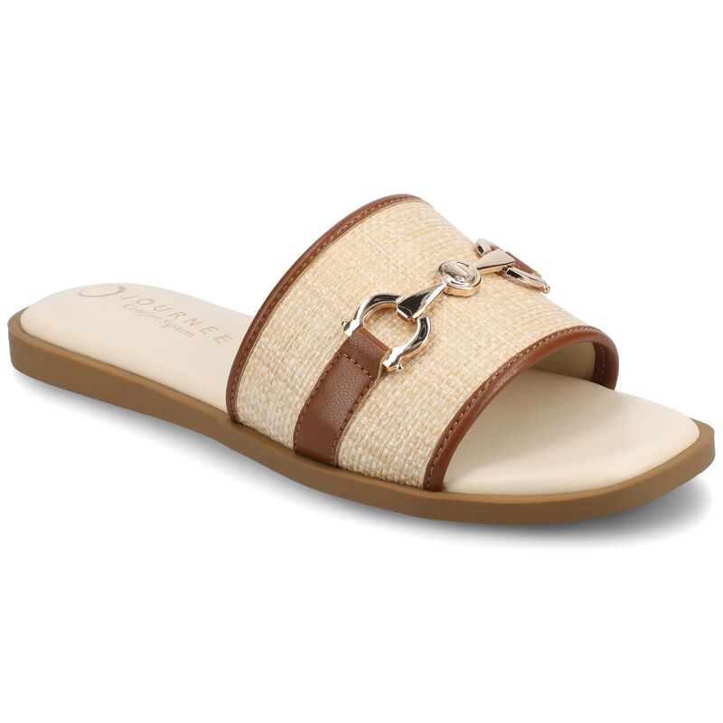 ジャーニー レディース シューズ サンダル ヒール Journee Women's Priya Slip-On Heels With Block Heel Natural Cognac|ReVida 店