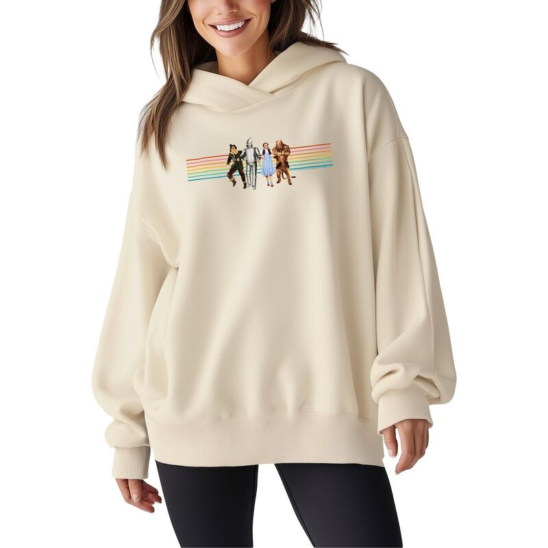 アニメキャラクター レディース トップス Tシャツ スウェット フリース パーカー Licensed Character Women's The Wizard Of Oz Group Rainbow Oversized Fleece Hoodie Sweatshirt Cream クリーム