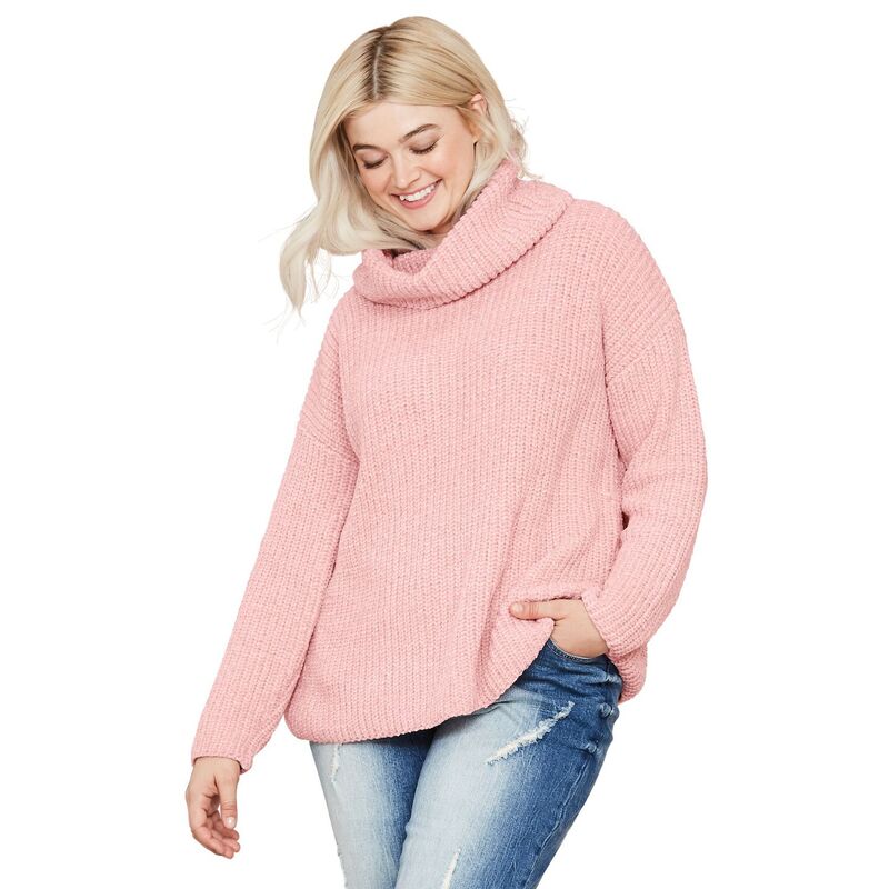 Ellos レディース アウター ニット・セータートルネック プラスサイズ ellos Plusize Chenille Turtleneck Sweater Soft Blush ブラッシュ