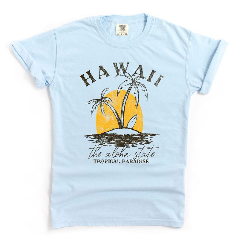 Simply Sage Market レディース トップス ティーシャツ Simply Sage Market Hawaii Tropical Paradise Garment Dyed Tees Chambray レディースファッション-トップス