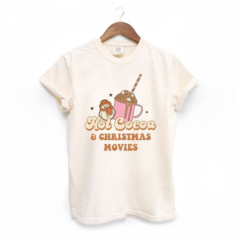Simply Sage Market レディース トップス ティーシャツ Simply Sage Market Hot Cocoand Christmas Movies Garment Dyed Tees Ivory 象牙色 レディースファッション-Tシャツ・カットソー