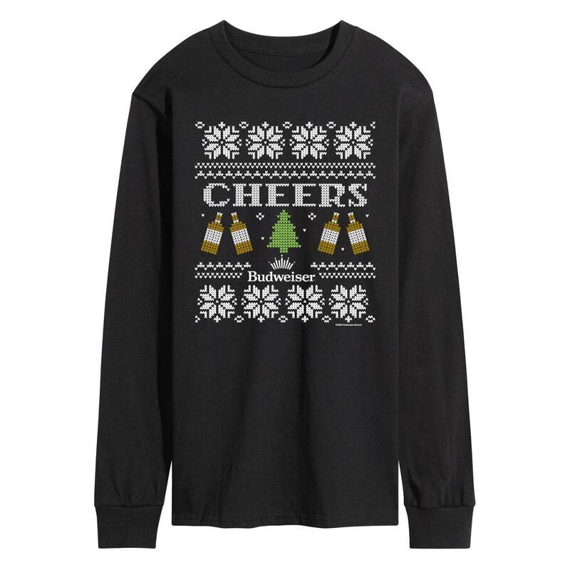 アニメキャラクター メンズ トップス Tシャツ グラフィック Licensed Character Men's Budweiser Cheers Long Sleeve Graphic Tee Black ブラック｜ReVida 店