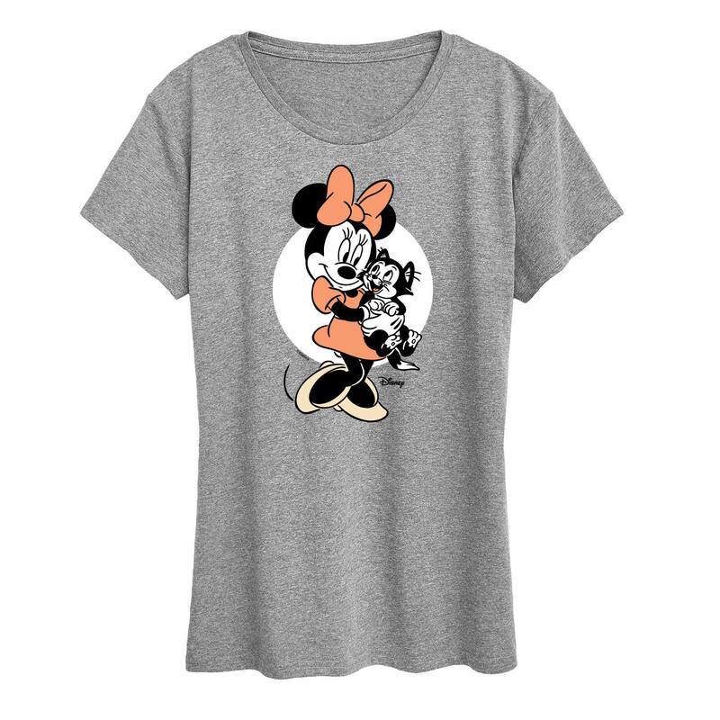 ディズニー レディース トップス Tシャツ グラフィック Disney's Minnie Mouse & Figaro Women's Graphic Tee Heather Gray グレー