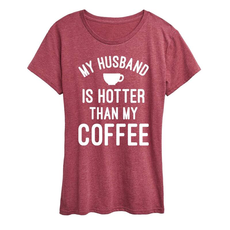 アニメキャラクター レディース トップス Tシャツ グラフィック Licensed Character Women's My Husband Is Hotter Than My Coffee Graphic Tee Heather Dark Red ヘザー
