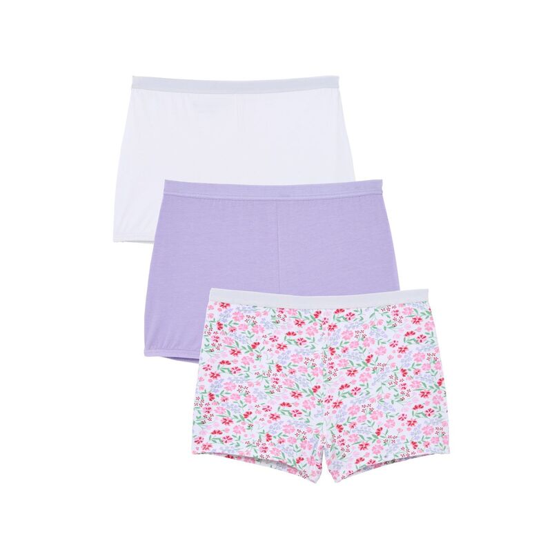 コンフォート チョイス レディース アンダーウェア パンツ プラスサイズ Comfort Choice Plusize Boy Short 3-Pack Floral Bloom Pack