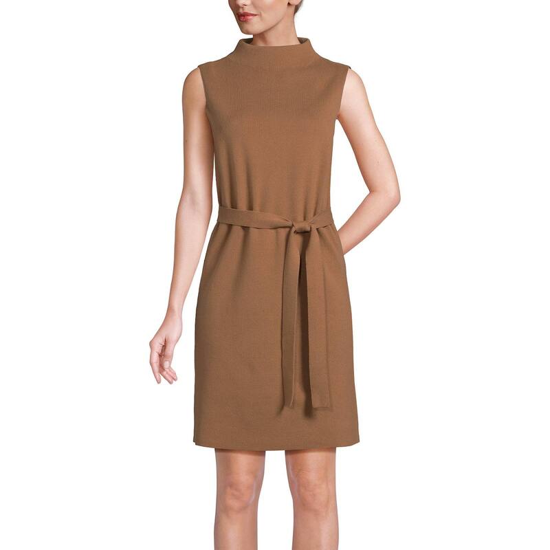 ランズエンド レディース トップス ワンピース モックネック ノースリーブ ニット Lands' End Women's Lands ’ End Sleeveless Mock Necknit Dress Warm Tawny Brown ブラウン|ReVida 店