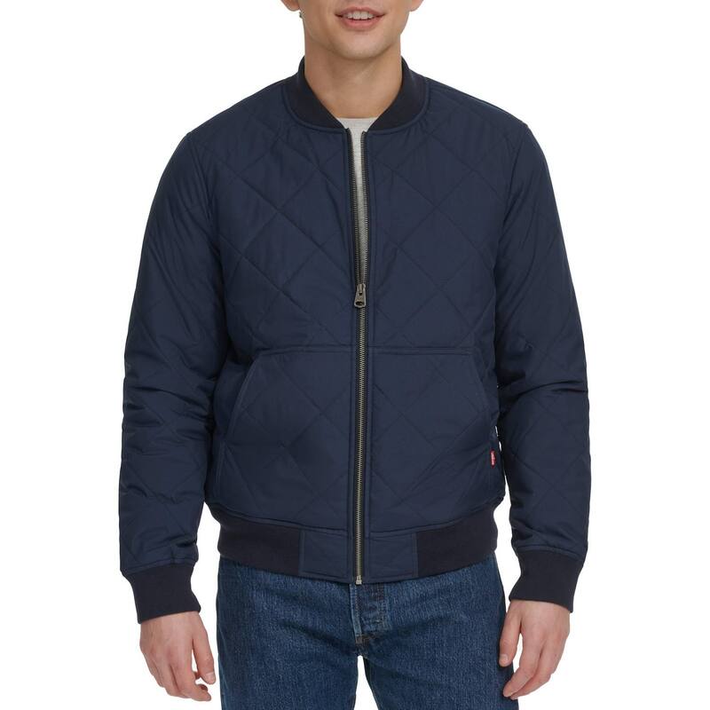 リーバイス メンズ アウター ジャケット・ブルゾン キルティング Men's Levi'stretch Quilted Bomber Jacket Navy ネイビー｜ReVida 店