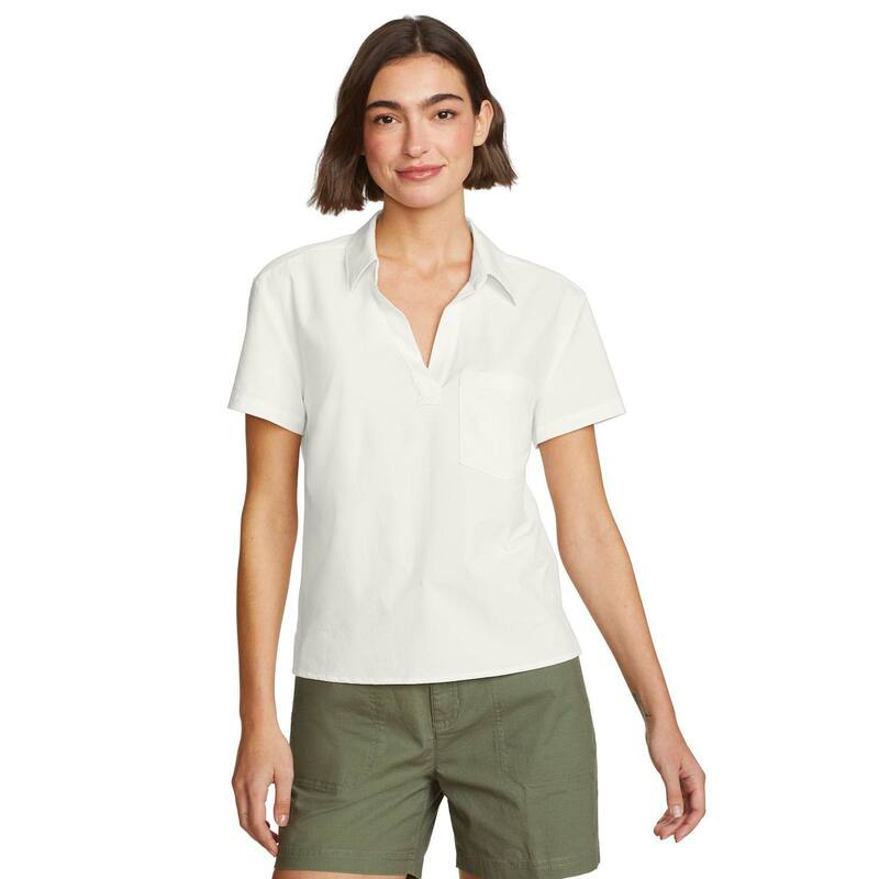 エディー バウアー レディース トップス シャツ Vネック Women's Eddie Bauer Departure Collared V-Neck Tee Snow