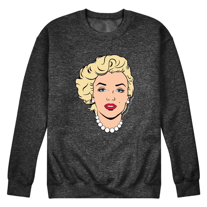 アニメ文字記号 メンズ トップス ティーシャツ 流汗 フリース Licensed Character Men\u0027s Marilyn Monroe Portrait Fleece Sweatshirt Heather Charcoal 暗灰色 Tシャツ・カットソー-メンズファッション-トップス