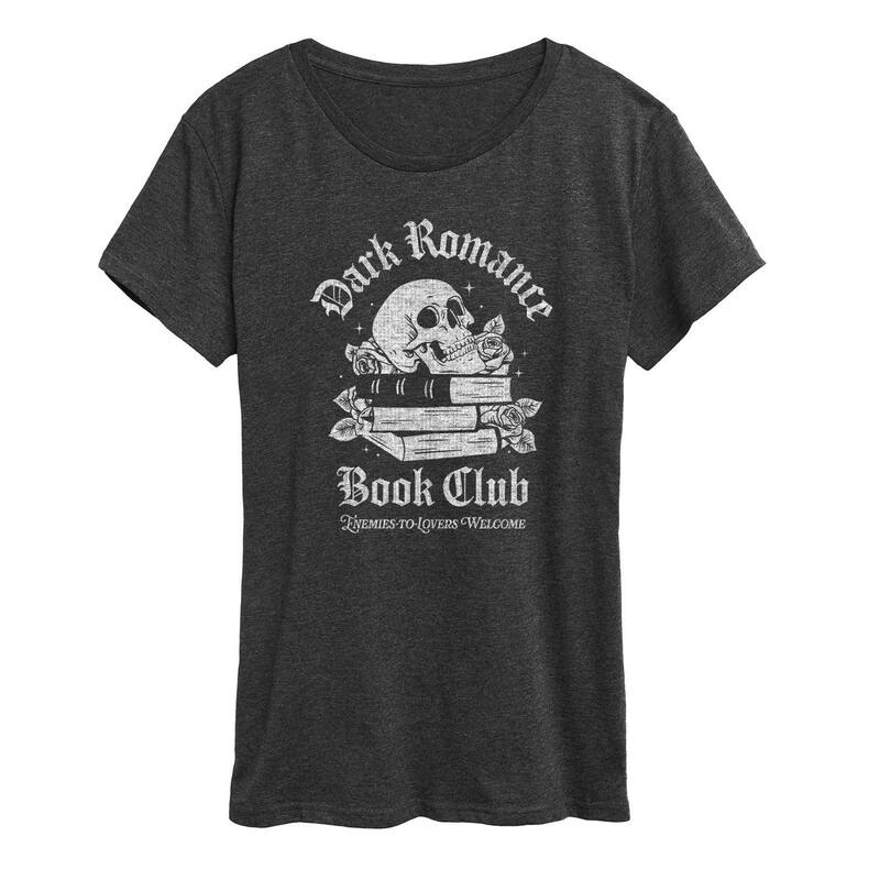 アニメキャラクター レディース トップス Tシャツ グラフィック Licensed Character Women's Dark Romance Book Club Distressed Graphic Tee Heather Charcoal チャコール