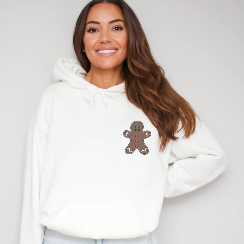 Simply Sage Market レディース トップス Tシャツ 刺繍 パーカー グラフィック Simply Sage Market Embroidered Gingerbread Man - Women's Graphic Hoodie White ホワイト