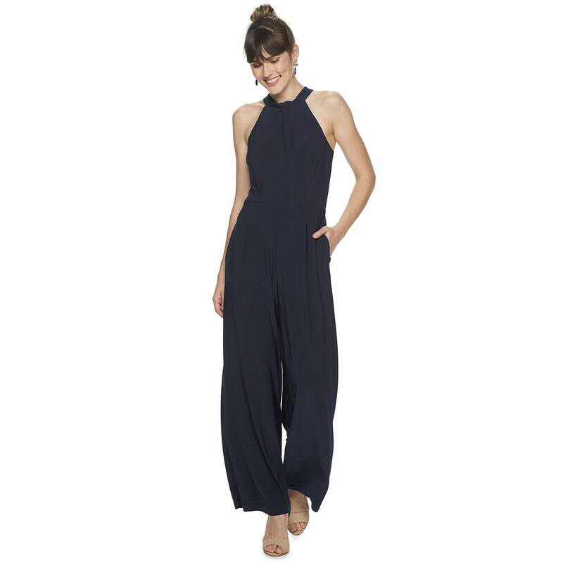 ニナレオナルド レディース トップス ワンピース ジャンプスーツ ホルター Women's Nina Leonard Wide-Leg Halter Jumpsuit Navy ネイビー｜ReVida 店