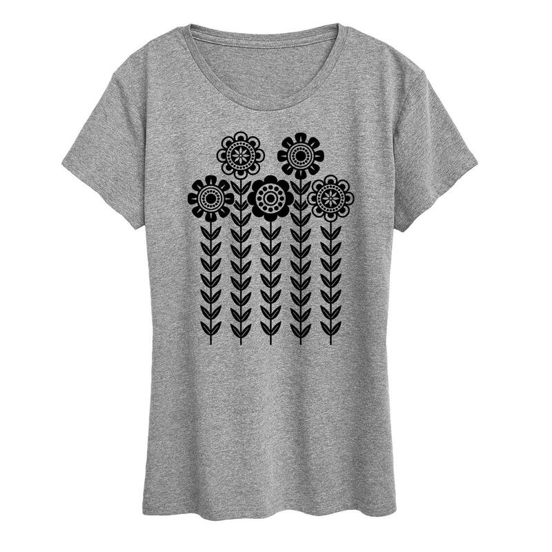 アンブランデッド レディース トップス Tシャツ グラフィック Unbranded Women'scandinavian Flowers Graphic Tee Heather Gray グレー