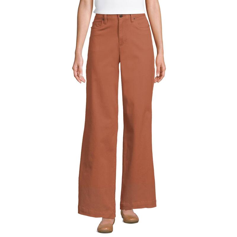 ランズ挙げ句の果て レディース ボトムス 心地好いズボン下 ワイドレッグ Lands\u0027 End Women\u0027s Lands End High-Rise Wide Leg Chino Pants Rich Ginger Brown 赤銅色 レディースファッション-ボトムス-パンツ