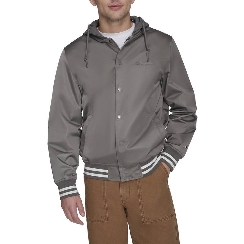 チャンピオン メンズ アウター ジャケット・ブルゾン Men Champion Hooded Varsity Jacket Pewter ピューター