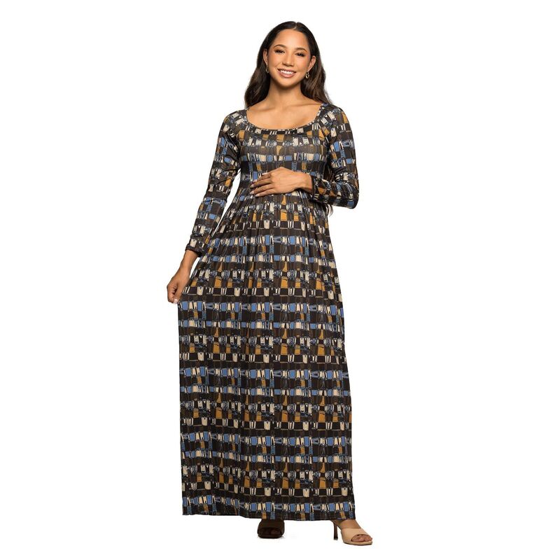 24 セブンコンフォート レディース トップス 衣装 帝国 マタニティ マキシ Maternity 24Seven Comfort Apparelong Sleevempire Waist Maxi Dress Green Multi 緑であること