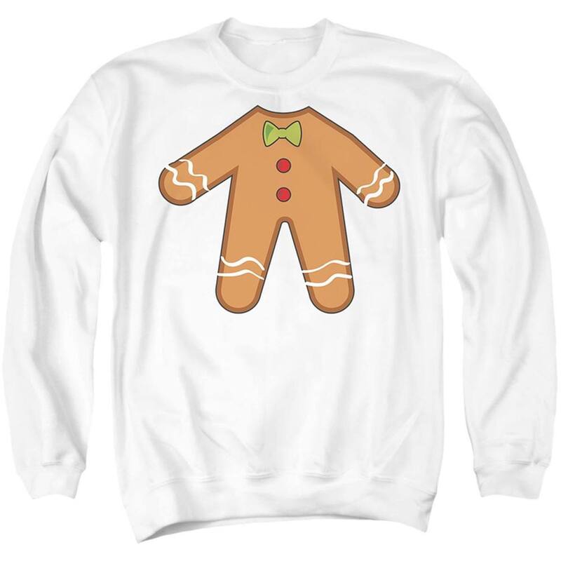 アニメキャラクター メンズ アウター ニット・セーター クルーネック スウェット シャツ Licensed Character Christmas Gingerbread Man Unisex Adult Crewneck Sweatshirt Sweater White ホワイト