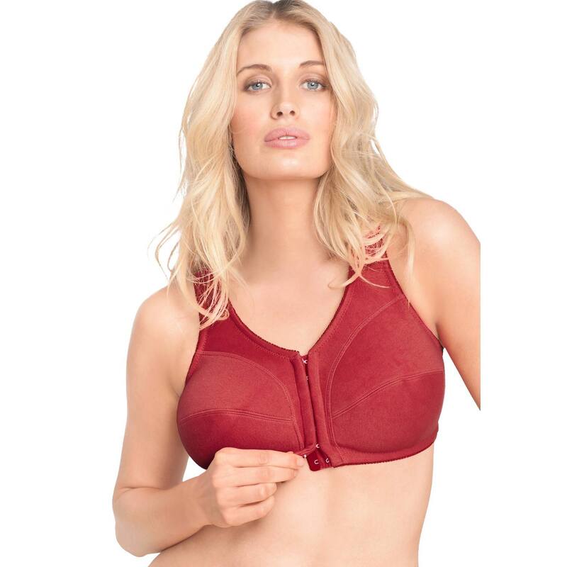 コンフォート より分ける レディース アンダー御召しもの ブラ つけ加える大きさ 綿織物 Comfort Choice Women\u0027s Plusize Cotton Front-Close Wireless Bra Classic Red 赤いこと