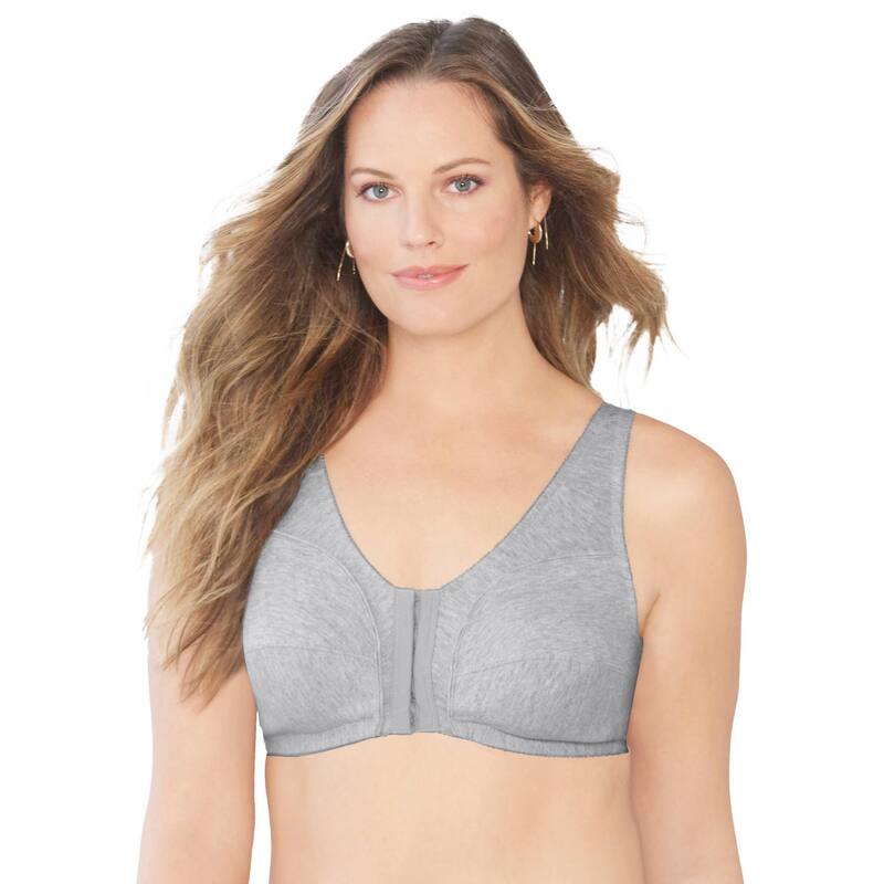 コンフォート より分ける レディース アンダー御召しもの ブラ つけ加える大きさ 綿織物 Comfort Choice Women\u0027s Plusize Cotton Front-Close Wireless Bra Heather Grey 薄墨色