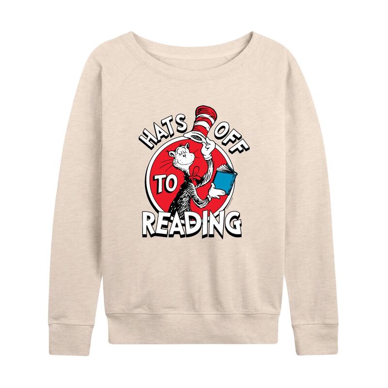 アニメキャラクター レディース トップス Tシャツ パイル Licensed Character Women's Dr. Seuss Hats Off To Reading French Terry Long Sleeve Tee Beige ベージュ