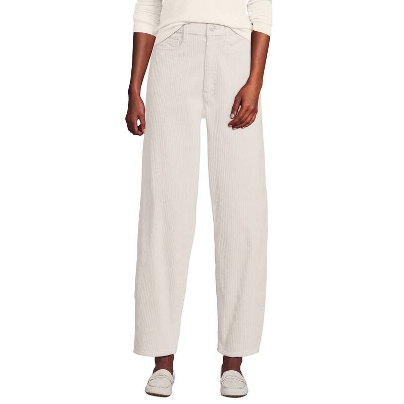 ランズエンド レディース ボトムス カジュアルパンツ コーデュロイ Women's Lands' End High Rise Corduroy Barreleg Pants Ivory Latte アイボリー|ReVida 店