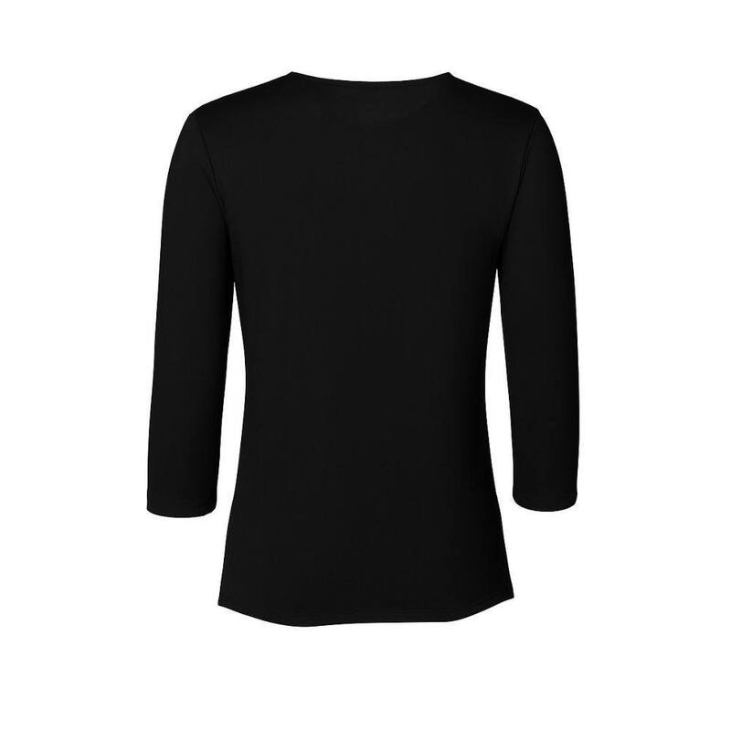 メモイ レディース トップス プルオーバー MeMoi Women\u0027s Bonded 3/4\" Sleeve Top Black 黒いこと"