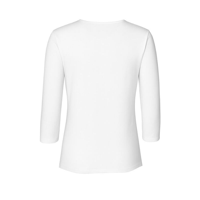 メモイ レディース トップス プルオーバー MeMoi Women\u0027s Bonded 3/4\" Sleeve Top White 白いこと"