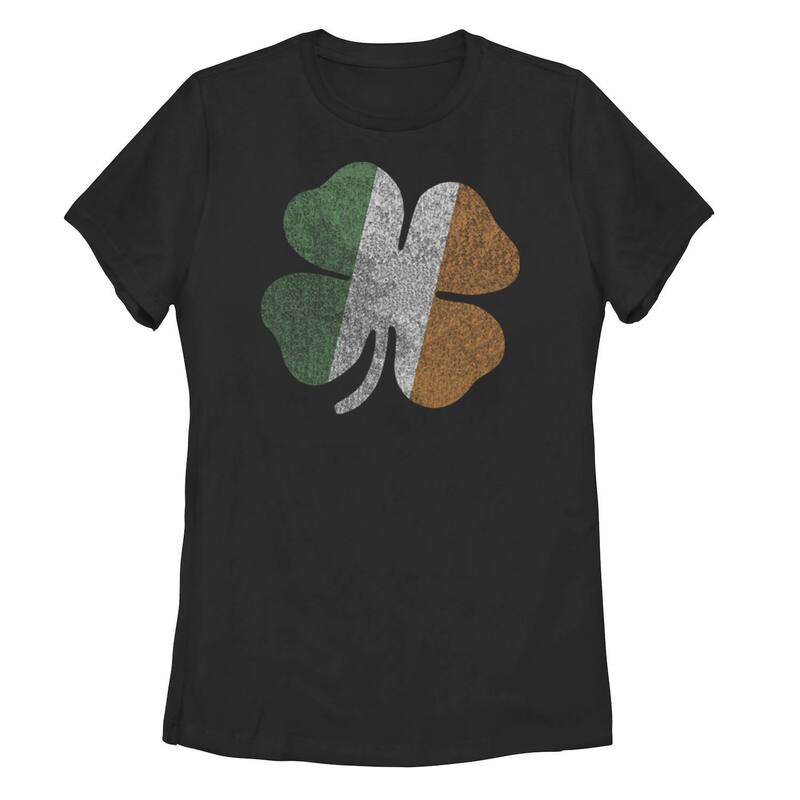 アンブランデッド レディース トップス Tシャツ Unbranded Juniors' St. Patrick's Day Clover Flag Tee Black ブラック