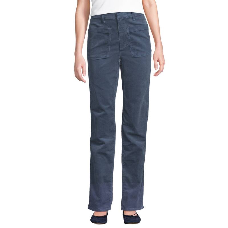 ランズエンド レディース ボトムス カジュアルパンツ ストレート コーデュロイ プラスサイズ トール Women's Tallands' End Plusize Corduroy High-Rise Rail Straight Leg Pants Dusty Indigo インディゴ