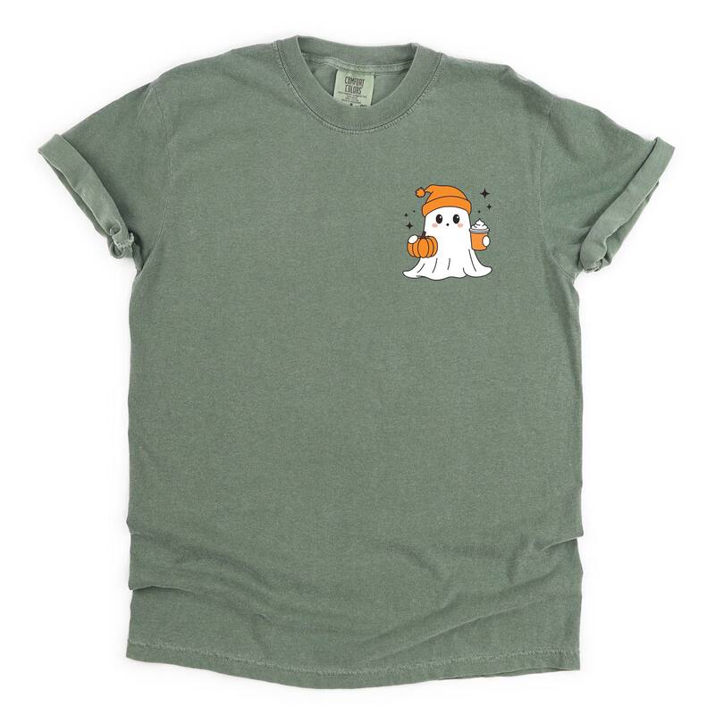 Simply Sage Market レディース トップス ティーシャツ グラフィック Simply Sage Market Ghost Pumpkin Spice Sparkle - Women\u0027s Garment Dyed Graphic T-Shirt Moss レディースファッション-トップス-Tシャツ・カットソー
