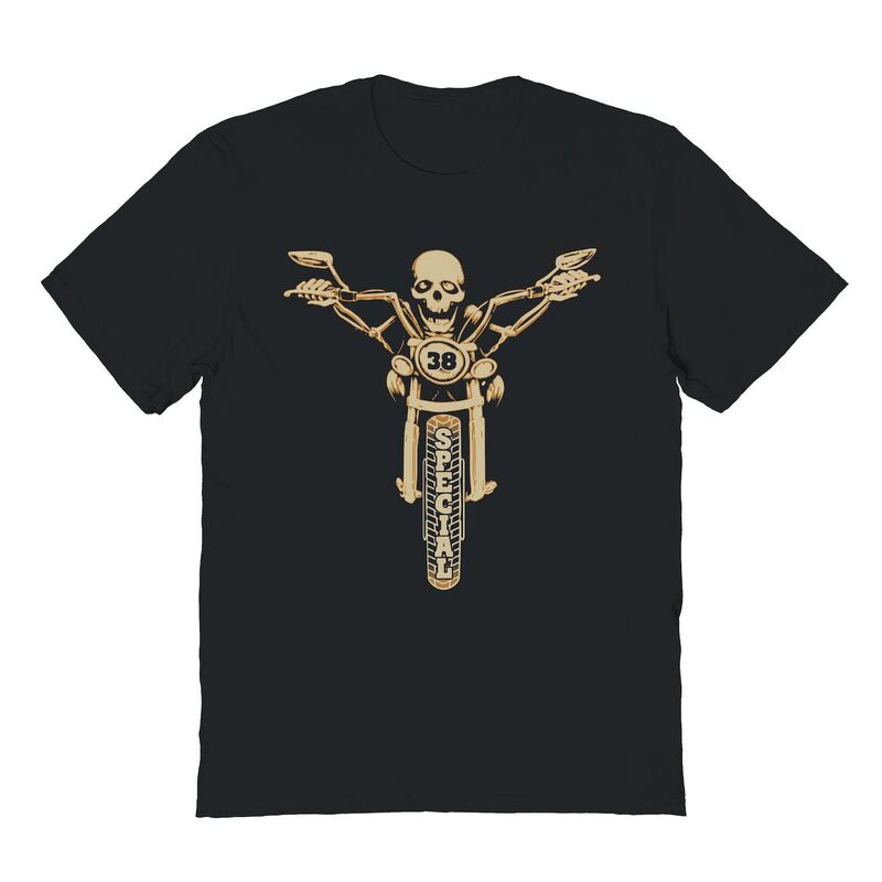 アニメキャラクター メンズ トップス Tシャツ グラフィック Licensed Character Men's 38 Special Skeleton Bike Graphic Tee Black ブラック｜ReVida 店