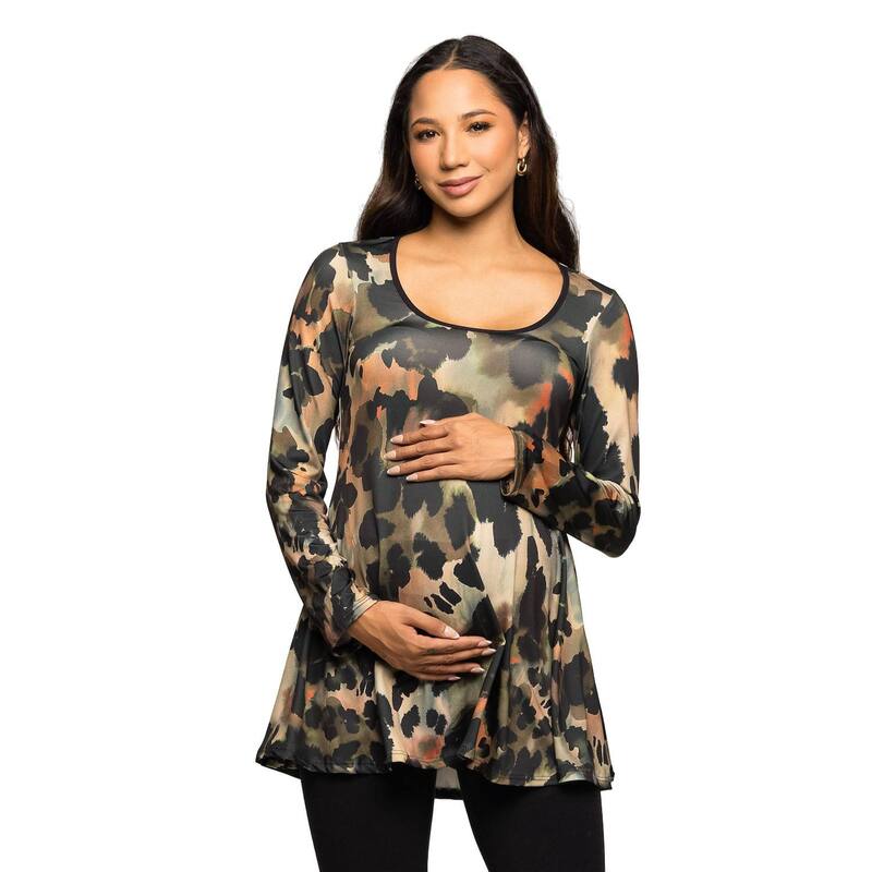 24 セブンコンフォート レディース トップス Tシャツ A ライン プリント マタニティ Maternity 24Seven Comfort Apparel Multiprint Long Sleeve A-Line Top Green Multi グリーン 13,305円