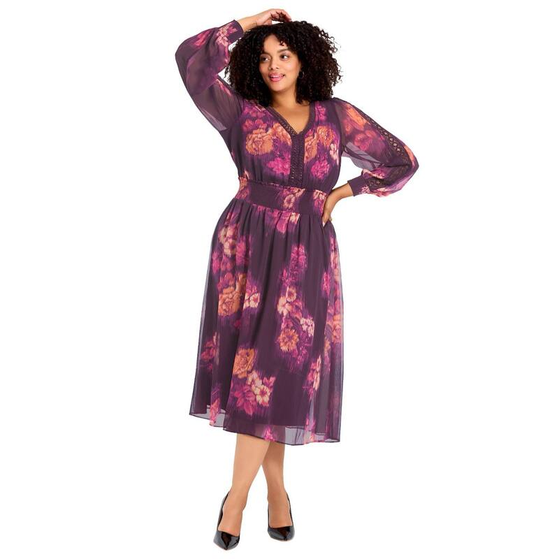 アベニュー レディース トップス 衣装 つけ加える大きさ Avenue Women\u0027s Plusizelena Dress Berry Blurred Floral