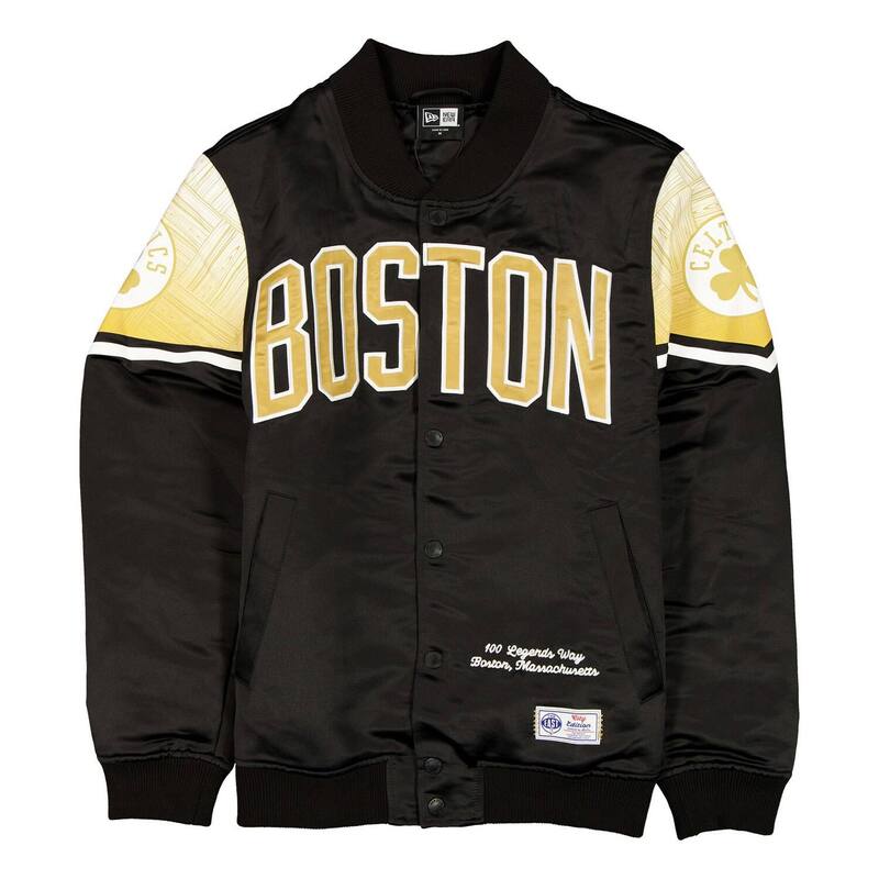 ニューエラ メンズ アウター ジャケット・ブルゾン サテン Men's New Era Black Boston Celtics 2025/26 City Edition Full-Snap Satin Jacket Cel Black ブラック