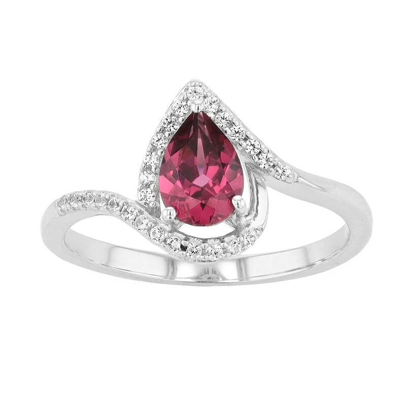 アンブランデッド レディース アクセサリー リング Unbranded Sterling Silverhodolite Garnet & Lab-Created White Sapphire Teardrop Ring Sterling Silver シルバー