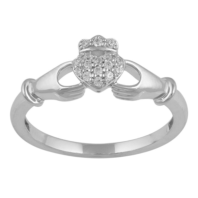 アンブランデッド レディース アクセサリー リング Unbranded Sterling Silver 1/10 Carat.W. Diamond Claddagh Ring Sterling Silver シルバー