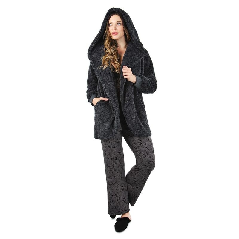 メモイ レディース トップス Tシャツ プラスサイズ セーター MeMoi Women's Marled Plushooded Lounge Sweater With Shawl Collar Charcoal チャコール 16,045円