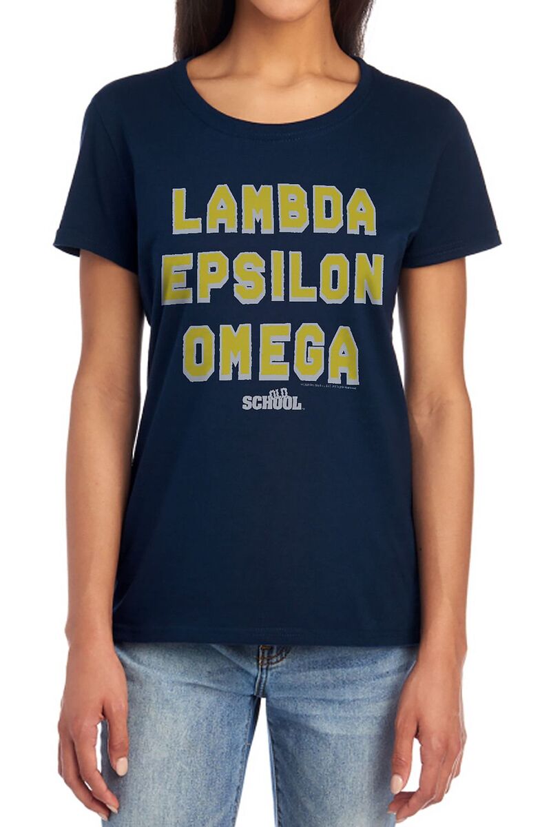 アニメキャラクター レディース トップス Tシャツ グラフィック Licensed Character Juniors' Old Schoolambda Epsilon Omega Fraternity Graphic Tee Navy ネイビー
