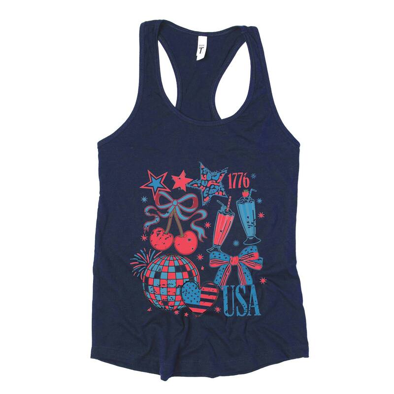 Simply Sage Market レディース トップス Tシャツ Simply Sage Market Patriotic Discollage Racerback Tank Navy ネイビー